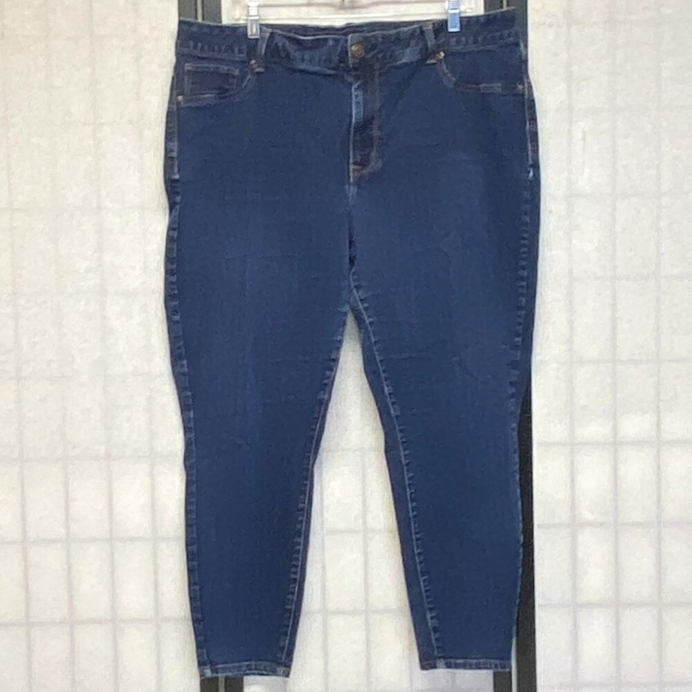 Maurices High Rise Skinny Stretch Jeans Jeggings 22W Short Medium Wash Denim - Picture 1 of 12